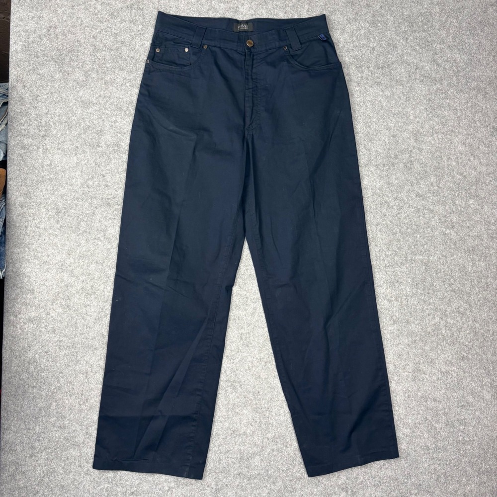 Versace Classic V2 Mens Navy Blue Stretch Cotton Trousers Made in Italy Size 34